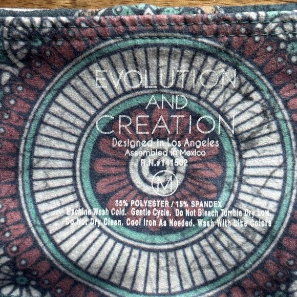 Evolution and Creation Yoga Leggings Size M Boho Hippie Floral Elephant Nature - Picture 16 of 16